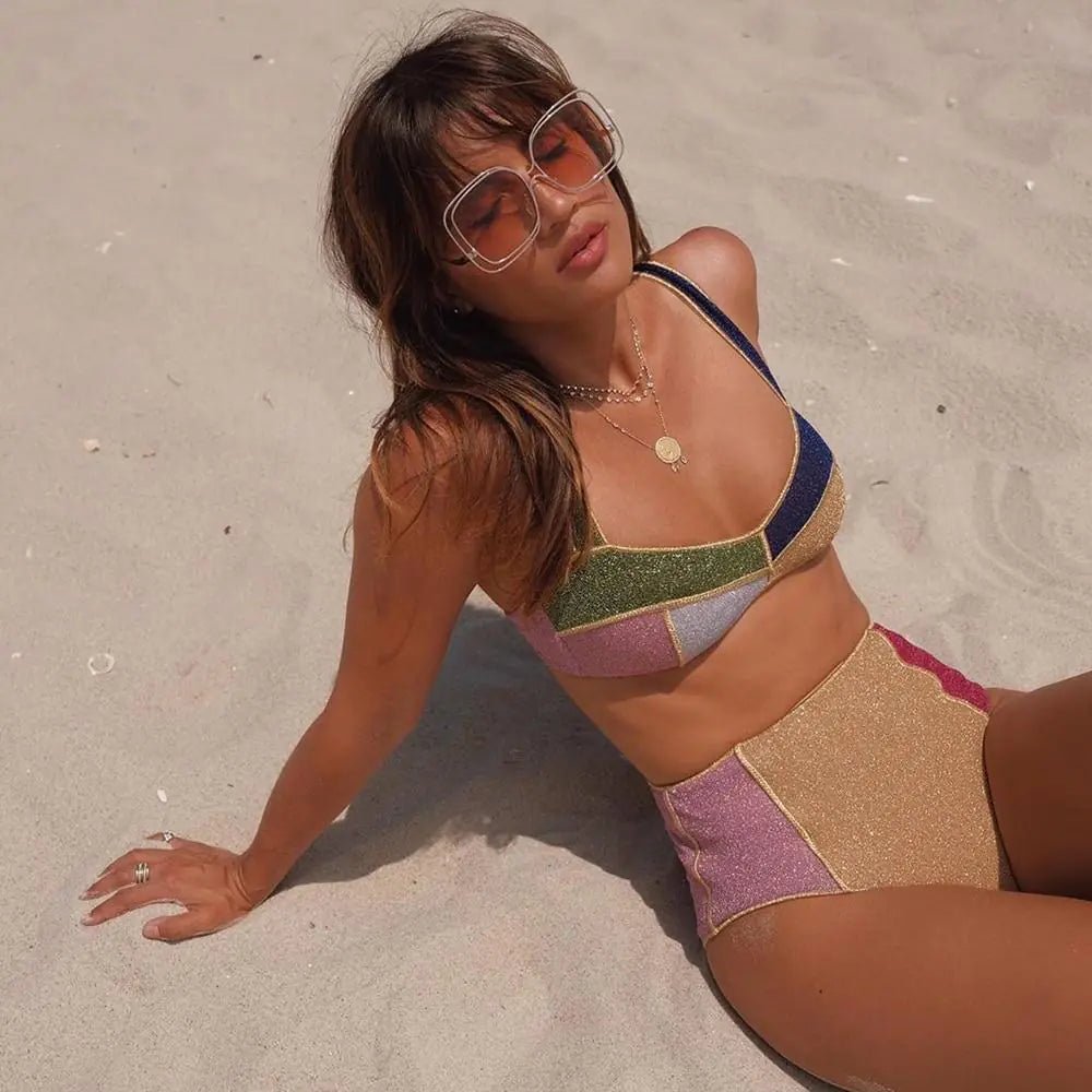 Harriet High Waist Patchwork Bikini - Swimwear.ca